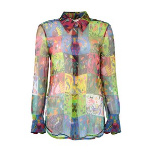 끌로에 그래픽 프린트 세미 시스루 셔츠