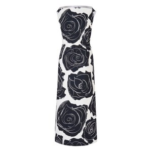 마르니 로즈 프린트 미디 드레스, 화이트계열+블랙계열, Italy 40(KR 55)