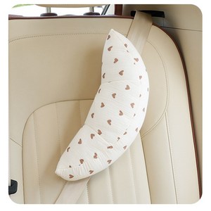 에스홈 차량용 안전벨트 쿠션베개, 1개, 브라운하트