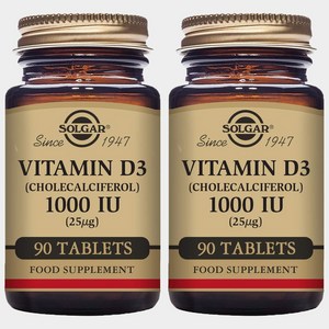 솔가 비타민 D3 (콜레칼시페롤) 1000IU 타블렛, 90정, 2개
