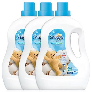 스너글 초고농축 섬유유연제 오리지널 허거블 코튼 본품, 4L, 3개