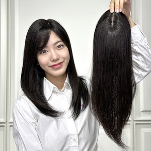 [30%행사중] 아미모 여자 앞머리가발 인모정수리 부분가발 42cm [CM-P 1213], 1개, 자연검정 오른쪽가르마 사선 커트형
