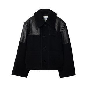 버버리 패널 가죽 울 재킷