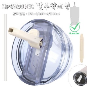 591ml/887ml/1180ml 대용량 텀블러 호환 업그레이드 밀폐 플립 빨대 접이식 뚜껑(분리 가능/청소 간편), 화이트, 591ml, 1개