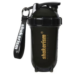 Shakerism 트리탄 스포츠 단백질 쉐이크 컵, 블랙골드+클리어, 500ml, 1개