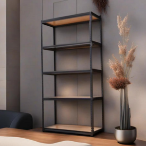 로얄리노 조립식 철제 앵글 선반 5단, 1개, 블랙