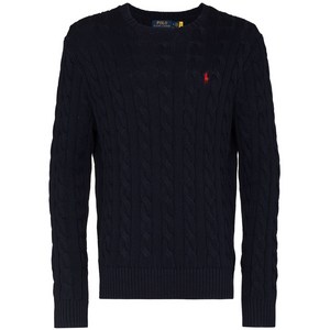폴로랄프로렌 로고 자수 케이블 니트 스웨터, 블랙계열, Standard XL(KR 110)