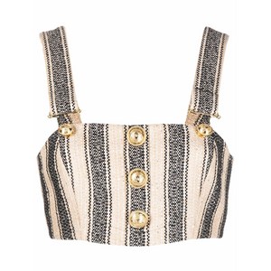 발망 발망 스트라이프 크롭 탑, 베이지계열+블랙계열, France 40(KR 66)