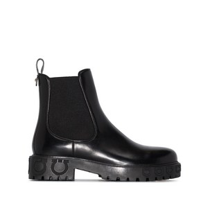 페라가모 간치니 로고 디테일 첼시 부츠, US width 7C, 블랙계열