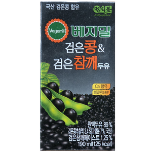 베지밀 검은콩과 검은참깨 두유, 190ml, 48개