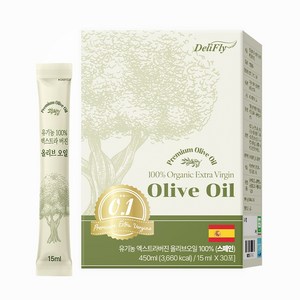 델리플라이 최저산도 0.1 유기농100% 프리미엄 엑스트라버진 폴리페놀 냉압착 올리브오일 스틱 30p, 1박스, 450ml