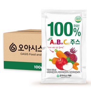 오아시스 국내산 ABC주스, 100ml, 100개