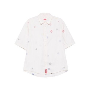 겐조 X 퓨추라 2000 자수 반소매 셔츠, 베이지계열, Collar (cm) 39