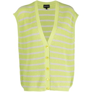 엠포리오아르마니 스트라이프 프린트 니트 탑, 그린계열+그레이계열, Standard S(KR 55)