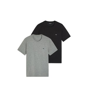 엠포리오아르마니 로고 프린트 티셔츠 2팩 세트, 그레이계열+블랙계열, Standard L(KR 100)