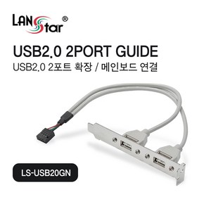 랜스타 USB2.0 2PORT 확장 브라켓 확장 가이드 케이블 [LS-USB20GN], LS-USB20GN, 1개