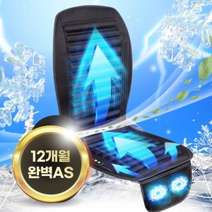 더쎈 신형 더블 빅팬 고출력 차량용 쿨링시트 통풍시트 12V 24V, 블랙 12V, 1세트