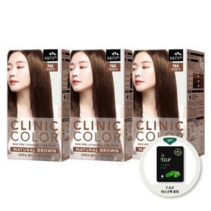 꽃을든남자 크리닉 염색약 3개 TOP 알로에 마스크팩 증정, N6 자연갈색(새치용)