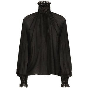 돌체앤가바나 하이 넥 시스루 실크 블라우스, 블랙계열, Italy 38(KR 33)