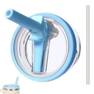 591ml 대용량 텀블러 호환 밀폐뚜껑-플립 빨대 디자인 접이식 텀블러 뚜껑 교체용, 블루, 591ml, 1개