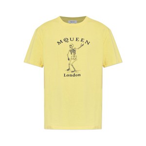 알렉산더맥퀸 스켈레톤 그래픽 티셔츠, 옐로우계열, Standard XXL