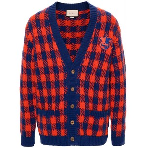 구찌 인터로킹 GG 깅엄 울 가디건, 오렌지계열+블루계열, Standard M(KR 105)