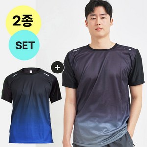 액티브온 남성 쿨티셔츠 여름 냉감 스포츠 기능성 반팔 긴팔 티셔츠 2종 세트