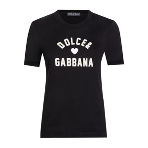 돌체앤가바나 로고 프린트 코튼 티셔츠, 블랙계열, Italy 42(KR 55)