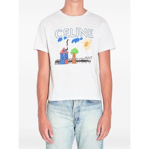 셀린느 크루넥 그래픽 프린트 티셔츠, 그레이계열, M(KR 100)