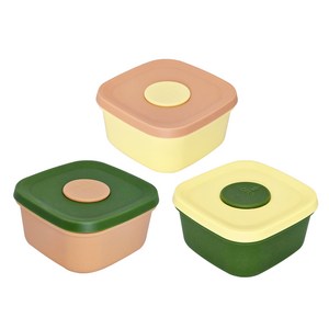 국산 실리콘밥팩 냉동밥보관용기 전자레인지 밀폐 소분용기 200ml 작은공기, 3개, 그린+피치+버터
