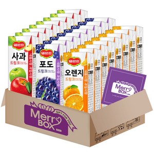 델몬트드링크 팩음료 혼합구성 (오렌지x10+사과x10+포도x10)+메세지카드, 1박스, 190ml