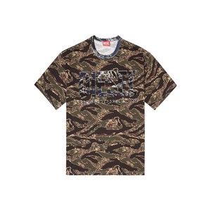 디젤 T-BOXT-T22 타이거 스트라이프 로고 티셔츠, 그린계열+블랙계열, Standard M