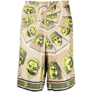 베르사체 르 마스케레 프린트 실크 쇼츠