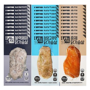육식토끼 소프트 닭가슴살 100g 3kg 30팩 혼합 3가지맛, 1세트