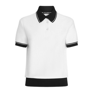 돌체앤가바나 로고 자수 폴로 탑, 화이트계열, Italy 40(KR 44)