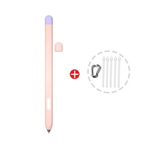 뉴이지 갤럭시탭 S6 lite 실리콘 홀더 두톤 케이스 커버+펜촉, 핑크