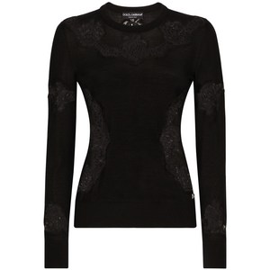 돌체앤가바나 DNA 레이스 자수 크루 넥 스웨터, 블랙계열, Italy 44(KR 66)