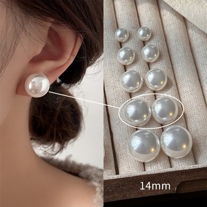 Yanrz 8mm 10mm 14mm 진주 귀걸이 여자 S925 순은 귀걸이 24cy526