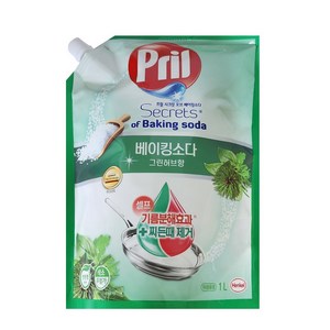 프릴 시크릿 오브 베이킹소다 주방세제 그린허브향 리필, 1L, 1개