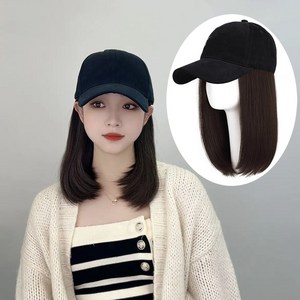 상덕 쉬운 착용 스타일리시한 가발 헌팅캡 모자(조절가능) 가발망 포함, 1개, 내추럴블랙