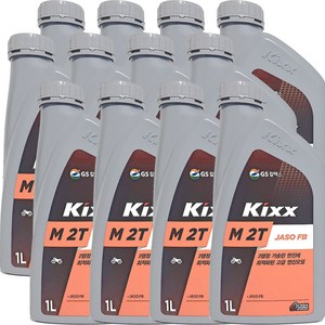 2행정 엔진오일 GS칼텍스 KIXX 1L(1000ml), 12개, Kixx M 2T JASO FB (1L)