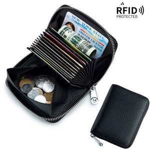 오세르앙 소가죽 RFID 해킹방지 아코디언 다용도 동전지갑