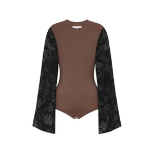 메종 마르지엘라 플로럴 소매 탑, 브라운계열+블랙계열, Standard M(KR 66)