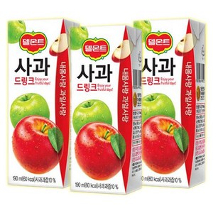 롯데칠성음료 델몬트 과즙주스 사과 190mlx32팩, 190ml, 32개