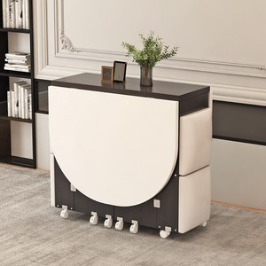 홈푸레아 타원형 접이식 테이블 4인용 의자 세트, 3. 화이트 앤 블랙