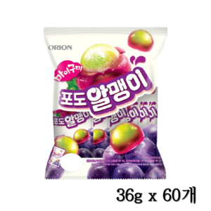 오리온 포도알맹이 과일맛 젤리, 36g, 60개