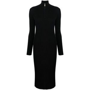 몽클레르 집업 크레이프 미디 드레스, 블랙계열, Standard M(KR 66)