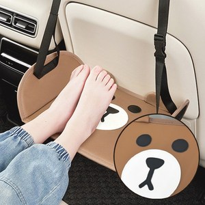 퀄리티 좋은 곰돌이 자수 차량용 카시트 발받침대 다리걸이 발판매트 장거리이동용, 2개, 갈색곰