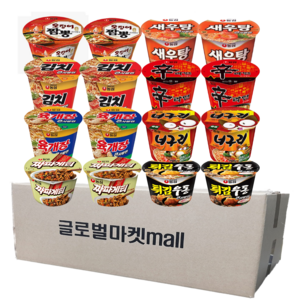 농심 컵라면 큰컵 세트 김치 너구리 새우탕 신라면 오징어짬뽕 육개장 짜파게티 튀김우동 탕비실 간편식, 큰컵 8종 16개, 1박스