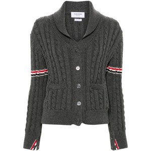 톰 브라운 RWB 스트라이프 케이블 니트 가디건, 그레이계열, Italy 36(KR 33)